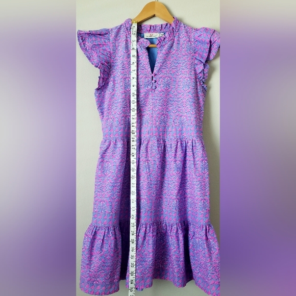 Vineyard Vines Lavender and Fuchsia Flutter Sleeve Dress - Picture 2 of 7
